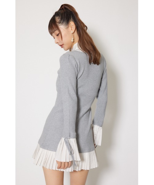 rienda（リエンダ）の「レイヤードパターンシャツニットミニワンピース