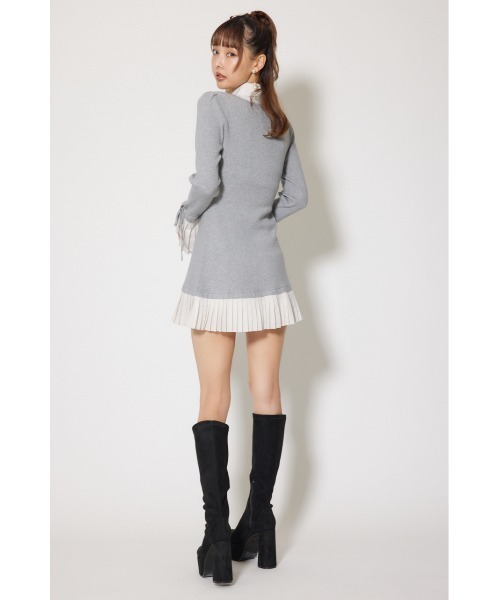rienda(リエンダ)の「レイヤードパターンシャツニットミニワンピース 秋服 冬服(ワンピース・レディース・グレー/ブラウン/ブラック・FREE)」の14枚目の写真