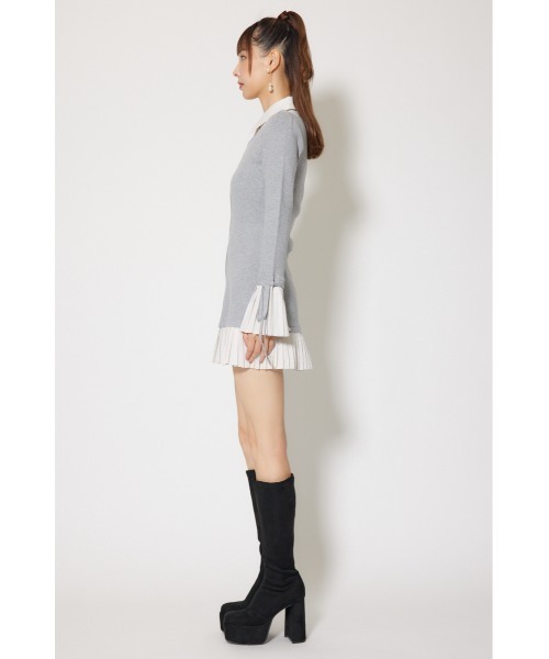 rienda（リエンダ）の「レイヤードパターンシャツニットミニワンピース