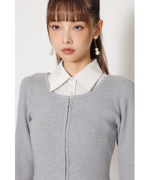 rienda(リエンダ)の「レイヤードパターンシャツニットミニワンピース 秋服 冬服(ワンピース・レディース・グレー/ブラウン/ブラック・FREE)」の18枚目の写真