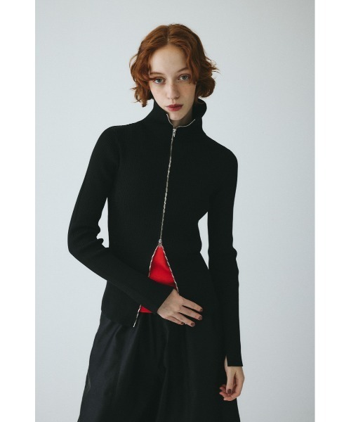 HeRIN.CYE(ヘリンドットサイ)の「Zip up knit tops ジップアップニットトップス(ニット/セーター・レディース・ライム/ブラック/ライトブラウン・FREE)」の2枚目の写真