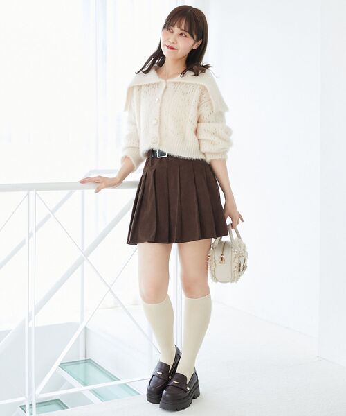 MAJESTIC LEGON（マジェスティックレゴン）の「キラフワビッグカラーハートカーデ（カーディガン/ボレロ・レディース・ブラック/アイボリー/ピンク/ライトグレー・MEDIUM）」の6枚目の写真