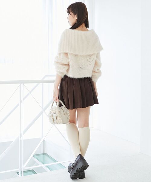 MAJESTIC LEGON（マジェスティックレゴン）の「キラフワビッグカラーハートカーデ（カーディガン/ボレロ・レディース・ブラック/アイボリー/ピンク/ライトグレー・MEDIUM）」の7枚目の写真