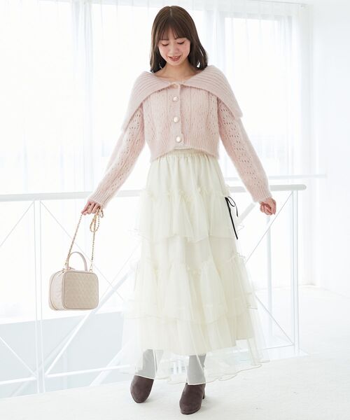 MAJESTIC LEGON（マジェスティックレゴン）の「キラフワビッグカラーハートカーデ（カーディガン/ボレロ・レディース・ブラック/アイボリー/ピンク/ライトグレー・MEDIUM）」の11枚目の写真