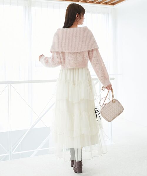 MAJESTIC LEGON（マジェスティックレゴン）の「キラフワビッグカラーハートカーデ（カーディガン/ボレロ・レディース・ブラック/アイボリー/ピンク/ライトグレー・MEDIUM）」の13枚目の写真