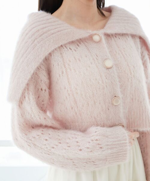 MAJESTIC LEGON（マジェスティックレゴン）の「キラフワビッグカラーハートカーデ（カーディガン/ボレロ・レディース・ブラック/アイボリー/ピンク/ライトグレー・MEDIUM）」の17枚目の写真