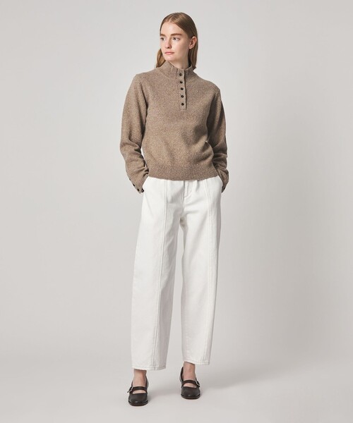 Steven Alan（スティーブンアラン）の「＜Steven Alan＞ウール シルク ヘンリーネック ニット（ニット/セーター・レディース・ベージュ/ライトブルー・FREE）」の3枚目の写真