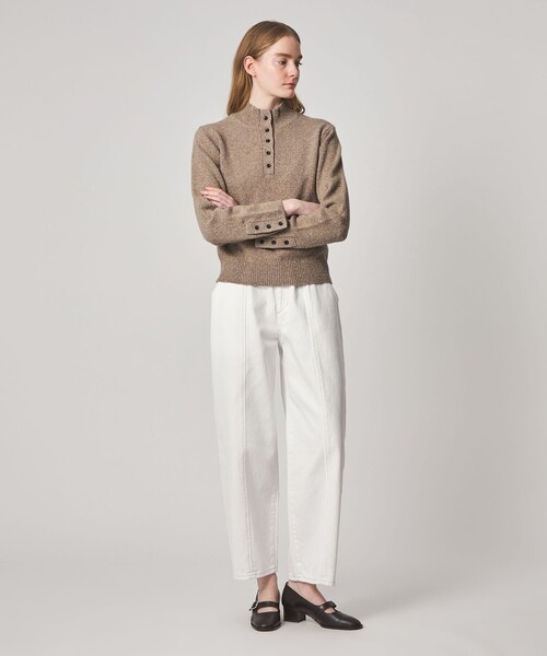 Steven Alan（スティーブンアラン）の「＜Steven Alan＞ウール シルク ヘンリーネック ニット（ニット/セーター・レディース・ベージュ/ライトブルー・FREE）」の4枚目の写真