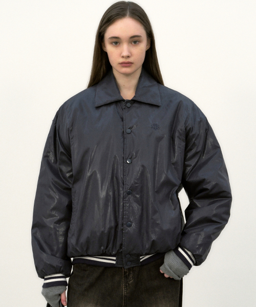 NICK&NICOLE(ニックアンドニコール)の「SHINE VARSITY PADDING JUMPER_NAVY(ダウンジャケット/コート・レディース・その他・FREE)」の1枚目の写真