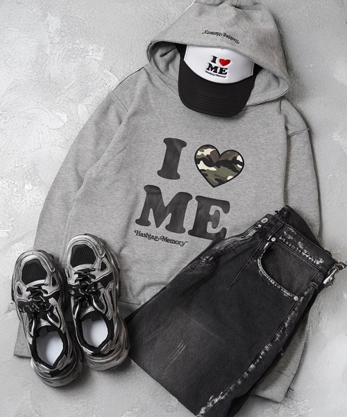 #MEMORY（メモリー）の「【MEMORY】I LOVE ME プルパーカー / I LOVE ME Hoodie（パーカー・メンズ・グレー系2/ブラック系2/ブラック系1/グレー系1/ネイビー・S/M/L）」の3枚目の写真