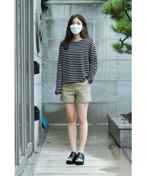 MUSINSA STANDARD WOMAN（ムシンサスタンダードウーマン）の「ウィメンズストライプボートネック長袖Tシャツ[ブラック/アイボリー]（Tシャツ/カットソー・レディース・その他・SMALL/MEDIUM/X-SMALL/LARGE）」の9枚目の写真