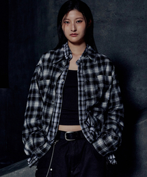 FLANNEL CHECK SHIRT JACKET - BLACK