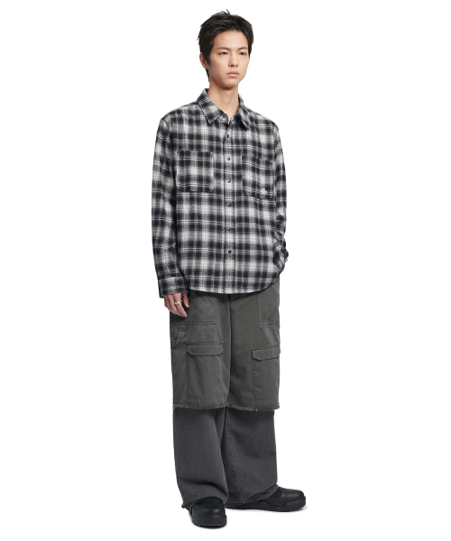 NOMANUAL(NOMANUAL)の「FLANNEL CHECK SHIRT JACKET - BLACK(シャツ/ブラウス・レディース・その他・SMALL/MEDIUM/LARGE)」の4枚目の写真
