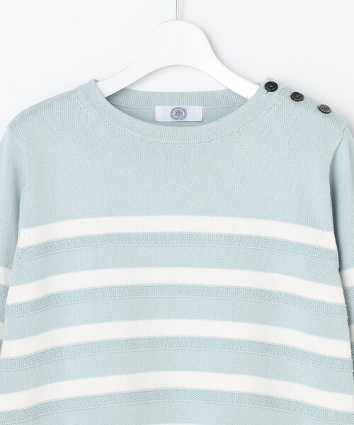 J.PRESS(ジェイプレス)の「Cotton Polyester カラーボーダー ニット(ニット/セーター・レディース・ネイビー系1/ライトグリーン系1・T13)」の9枚目の写真