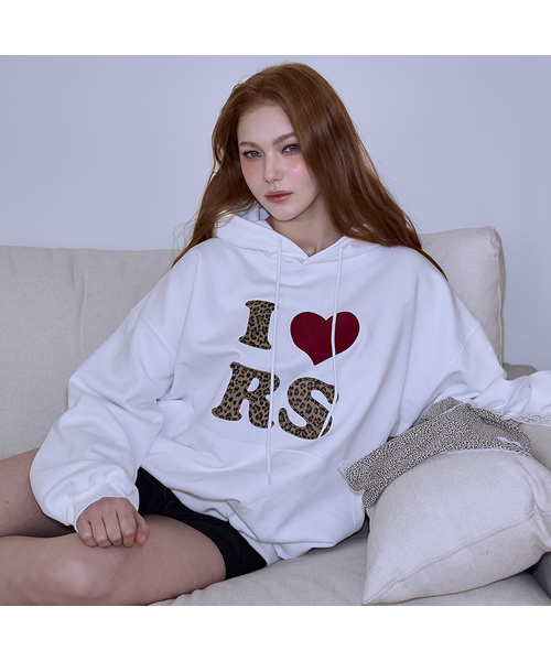 Leopard Heart Hoodie — кремовая толстовка с капюшоном