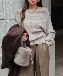 esutoreja | オフショルダーリブニット(ニット/セーター)