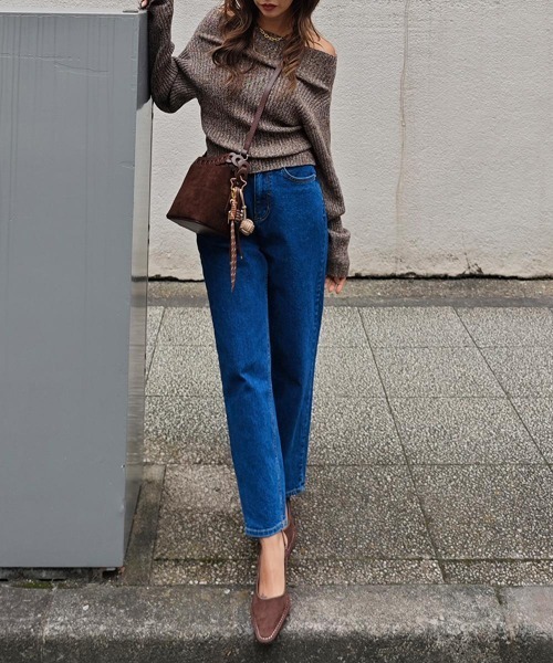 esutoreja（エストレジャ）の「オフショルダーリブニット（ニット/セーター・レディース・グレイッシュベージュ/チャコール/ブラウン・FREE）」の12枚目の写真