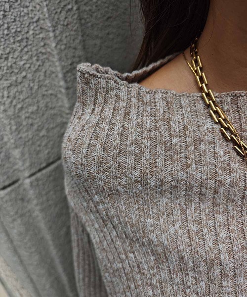 esutoreja（エストレジャ）の「オフショルダーリブニット（ニット/セーター・レディース・グレイッシュベージュ/チャコール/ブラウン・FREE）」の16枚目の写真