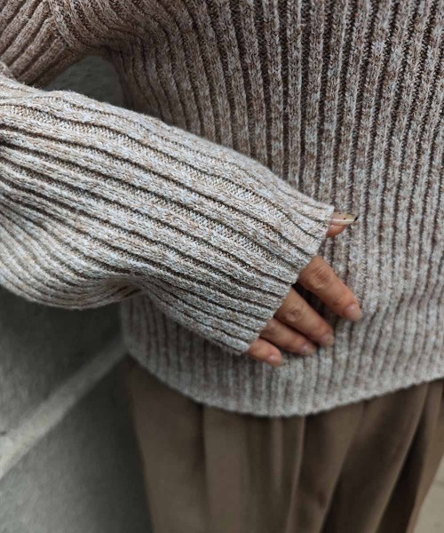 esutoreja（エストレジャ）の「オフショルダーリブニット（ニット/セーター・レディース・グレイッシュベージュ/チャコール/ブラウン・FREE）」の18枚目の写真