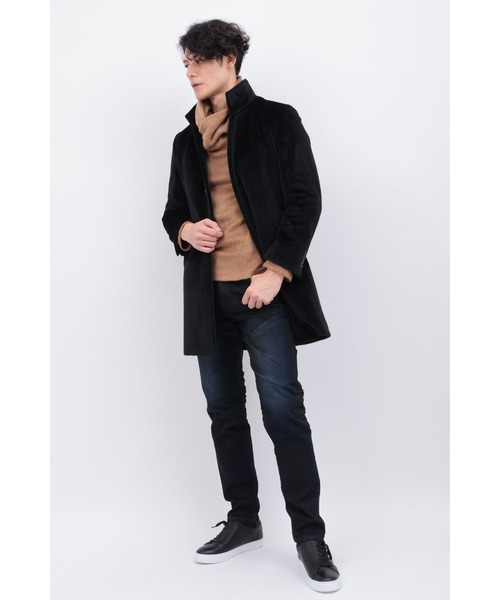 TORNADO MART(トルネードマート)の「クリスタルシャギースタンドカラーコート(ステンカラーコート・メンズ・ダークグリーン/ブラック・MEDIUM/LARGE/LL/XXL)」の6枚目の写真