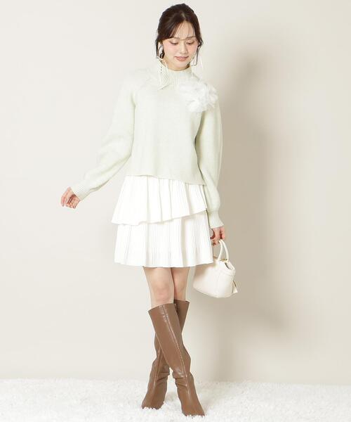 ayuki218218 ページ S 11/13(thu)10時発売】フラワーモチーフボトルネックニット（ニット