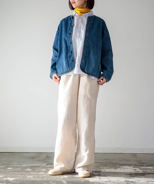 D.M.G.（ドミンゴ）の「[D.M.G / ディーエムジー] 10ozジェルドデニム シープショートジャケット（デニムジャケット・レディース・インディゴブルー・2/3）」の9枚目の写真