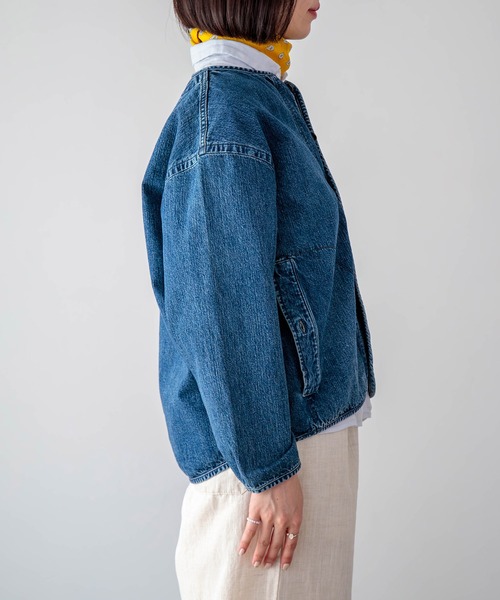 D.M.G.（ドミンゴ）の「[D.M.G / ディーエムジー] 10ozジェルドデニム シープショートジャケット（デニムジャケット・レディース・インディゴブルー・2/3）」の13枚目の写真