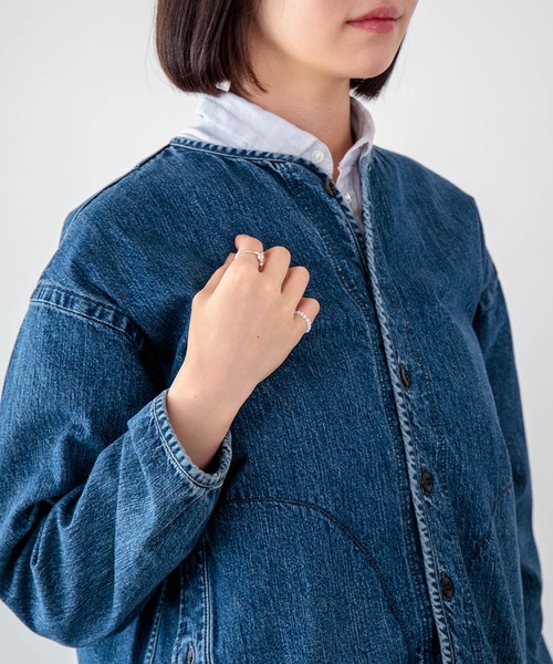 D.M.G.（ドミンゴ）の「[D.M.G / ディーエムジー] 10ozジェルドデニム シープショートジャケット（デニムジャケット・レディース・インディゴブルー・2/3）」の15枚目の写真