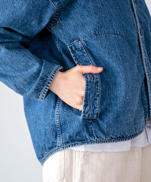 D.M.G.（ドミンゴ）の「[D.M.G / ディーエムジー] 10ozジェルドデニム シープショートジャケット（デニムジャケット・レディース・インディゴブルー・2/3）」の16枚目の写真