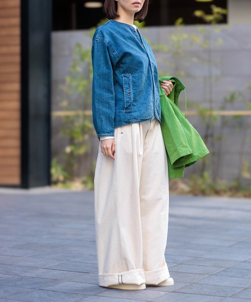 D.M.G.（ドミンゴ）の「[D.M.G / ディーエムジー] 10ozジェルドデニム シープショートジャケット（デニムジャケット・レディース・インディゴブルー・2/3）」の6枚目の写真