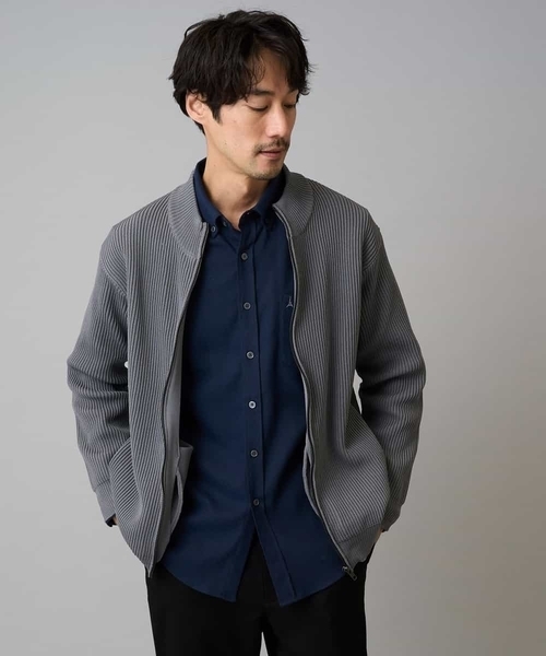 a.v.v(アーヴェヴェ)の「【洗濯機で洗える】ポリエステルリブニットジップアップカーディガン(カーディガン/ボレロ・メンズ・ネイビー/ブラック/グレー・46/48/50)」の3枚目の写真