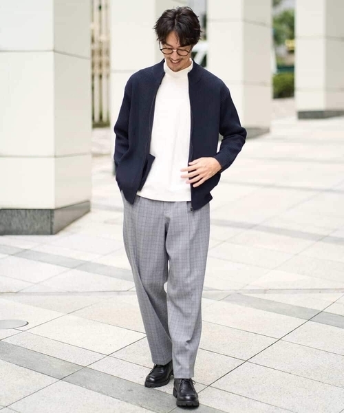 a.v.v(アーヴェヴェ)の「【洗濯機で洗える】ポリエステルリブニットジップアップカーディガン(カーディガン/ボレロ・メンズ・ネイビー/ブラック/グレー・46/48/50)」の7枚目の写真