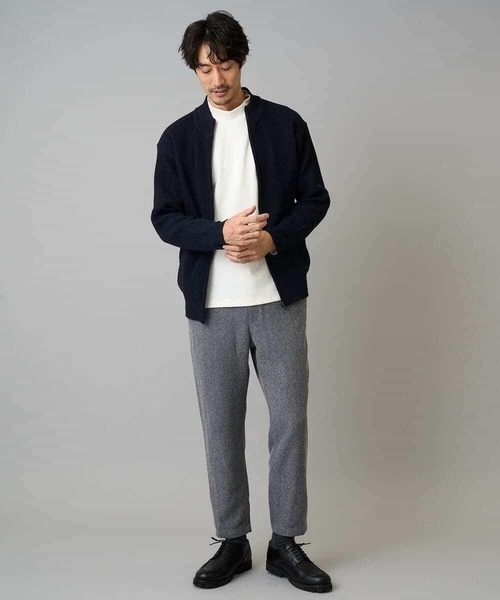 a.v.v(アーヴェヴェ)の「【洗濯機で洗える】ポリエステルリブニットジップアップカーディガン(カーディガン/ボレロ・メンズ・ネイビー/ブラック/グレー・46/48/50)」の12枚目の写真