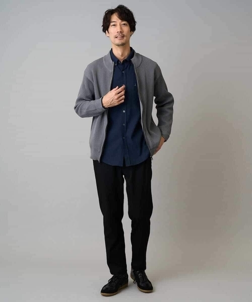 a.v.v(アーヴェヴェ)の「【洗濯機で洗える】ポリエステルリブニットジップアップカーディガン(カーディガン/ボレロ・メンズ・ネイビー/ブラック/グレー・46/48/50)」の14枚目の写真