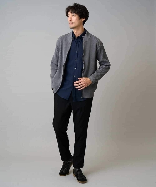 a.v.v(アーヴェヴェ)の「【洗濯機で洗える】ポリエステルリブニットジップアップカーディガン(カーディガン/ボレロ・メンズ・ネイビー/ブラック/グレー・46/48/50)」の15枚目の写真