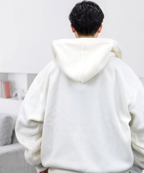 L'atelier(ラトリエ)の「ボリューム袖 ワイド フリース 無地 ジップパーカー(パーカー・メンズ・ネイビー系/オフホワイト/ブラック/チョコ・L/M/LL)」の9枚目の写真