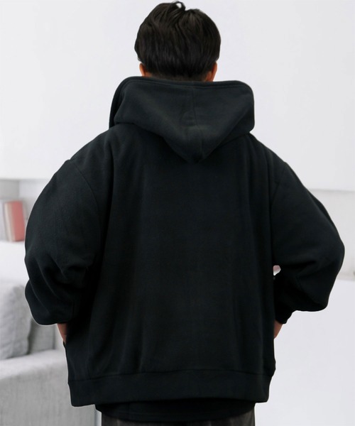 L'atelier(ラトリエ)の「ボリューム袖 ワイド フリース 無地 ジップパーカー(パーカー・メンズ・ネイビー系/オフホワイト/ブラック/チョコ・L/M/LL)」の15枚目の写真