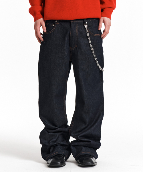 セール】Midnight Raw Boot Cut Denim Pants (Indigo)（デニムパンツ 
