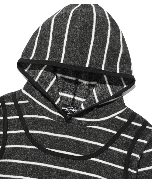 NICE GHOST CLUB（ナイスゴーストクラブ）の「STRIPE SLEEVELESS HOODIE_CHARCOAL(NG2FFFM401A)（パーカー・レディース・チャコール・SMALL/MEDIUM）」の3枚目の写真