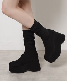 ESPERANZA | スタイルぐんっとアップ!厚底ニットショートブーツ(ブーツ)