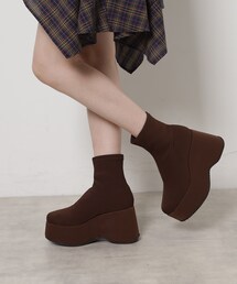ESPERANZA（エスペランサ）の「スタイルぐんっとアップ！厚底ニットショートブーツ（ブーツ）」