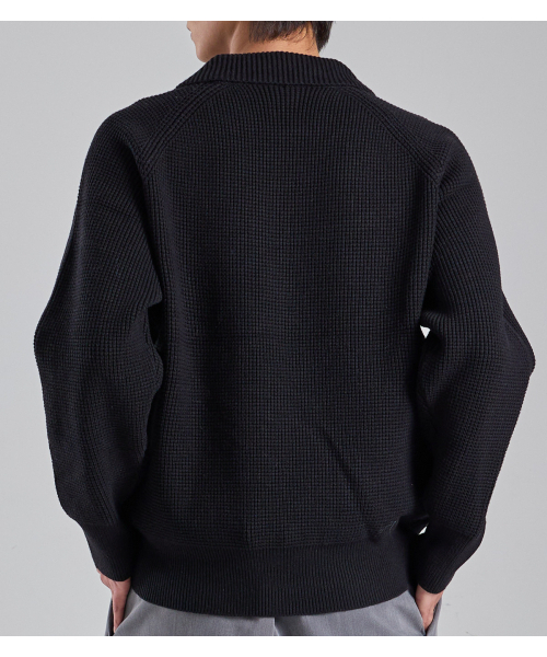 BUTTON SEOUL（ボタンソウル）の「ウールブレンドヘビーオープンカラーニット（ブラック）（ニット/セーター・メンズ・その他・LARGE/X-LARGE/MEDIUM）」の4枚目の写真