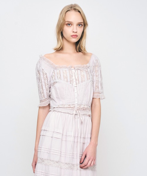 ME COUTURE（ミークチュール）の「レースMIXヴィクトリアンブラウス（シャツ/ブラウス・レディース・ラベンダー/ピンク/オフホワイト・FREE）」の2枚目の写真