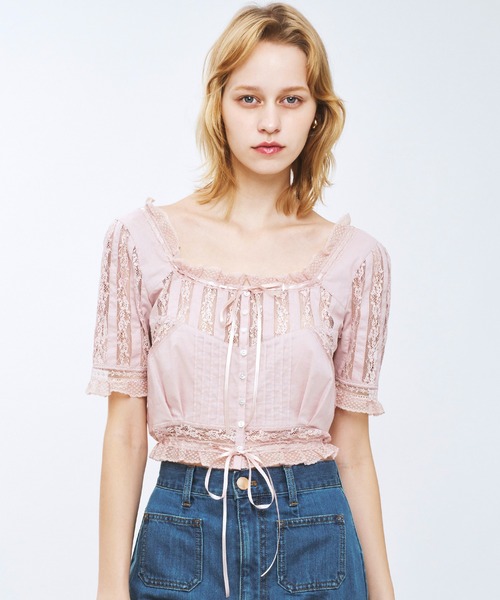 ME COUTURE（ミークチュール）の「レースMIXヴィクトリアンブラウス（シャツ/ブラウス・レディース・ラベンダー/ピンク/オフホワイト・FREE）」の3枚目の写真