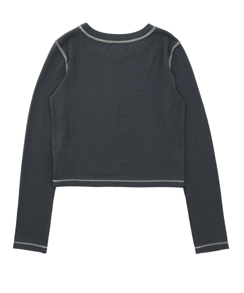 DELICCENT（デリセント）の「ステッチ配色グラフィックTシャツ[チャコール]（Tシャツ/カットソー・レディース・チャコール・FREE）」の2枚目の写真