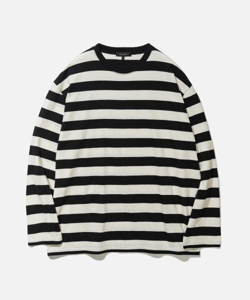 VASTIC(バスティック)の「オーバーサイズストライプロングスリーブ_ブラック / ホワイト(Tシャツ/カットソー・メンズ・その他・MEDIUM/LARGE)」の2枚目の写真