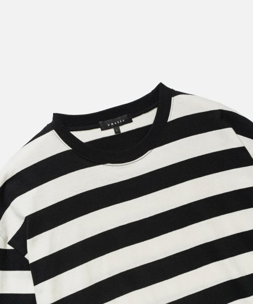VASTIC(バスティック)の「オーバーサイズストライプロングスリーブ_ブラック / ホワイト(Tシャツ/カットソー・メンズ・その他・MEDIUM/LARGE)」の4枚目の写真