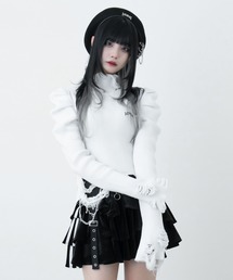 パフスリーブダメージニット