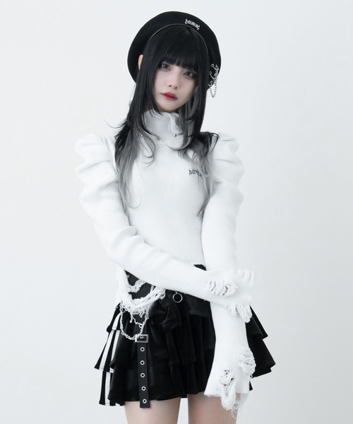 セール】パフスリーブダメージニット（ニット/セーター）｜LAZYSLAY