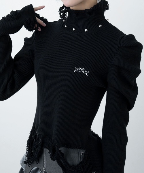 パフスリーブダメージニット（ニット/セーター）｜LAZYSLAY（レイジー